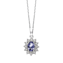 Silver Diamond Tanzanite Pendant