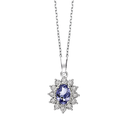 Silver Diamond Tanzanite Pendant