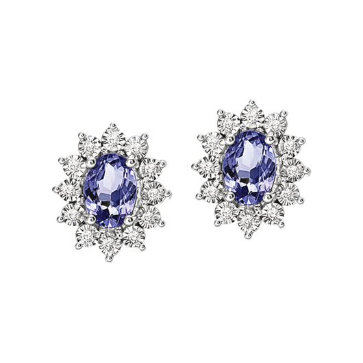 Silver Diamond Tanzanite Earrings