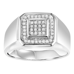 Mens Sterling Silver Diamond Ring 1/4 ctw