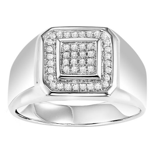 Mens Sterling Silver Diamond Ring 1/4 ctw