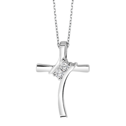 Sterling Silver Diamond Cross Pendant