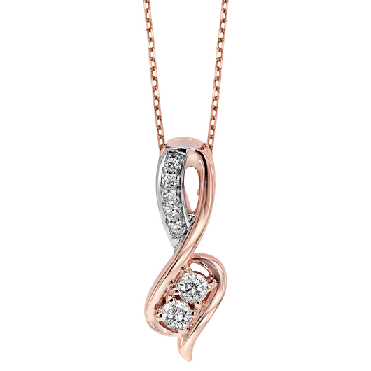 14K Diamond Two Stone Pendant 1/5 ctw