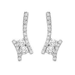 TwoGether 14KW Diamond Two Stone Earrings