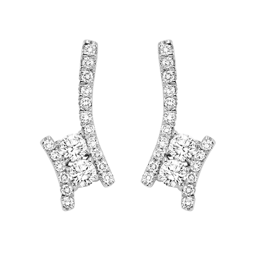 TwoGether 14KW Diamond Two Stone Earrings