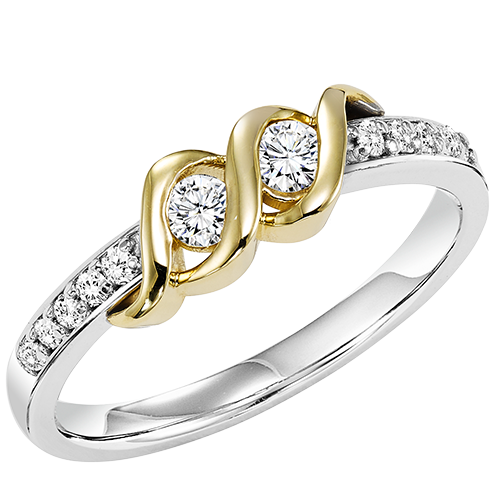 TwoGether 14K WYG Diamond Two Stone Ring 1/4 ctw