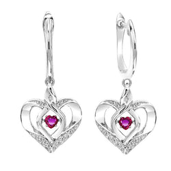 Silver Heart dangle Gemstone Earrings