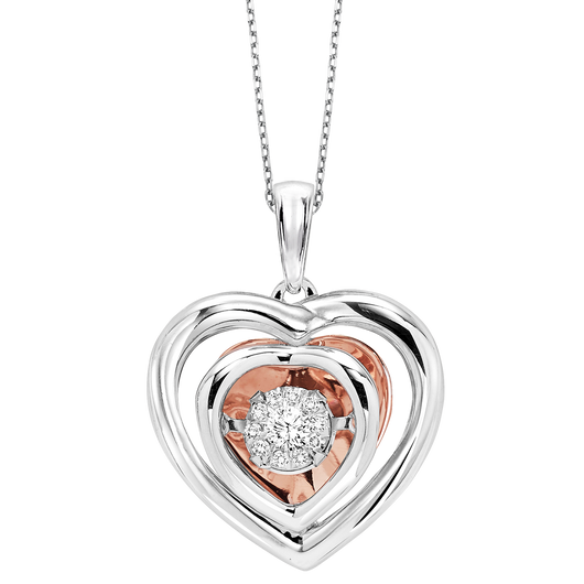 Gold & Silver Diamond ROL Pendant 1/10 ctw