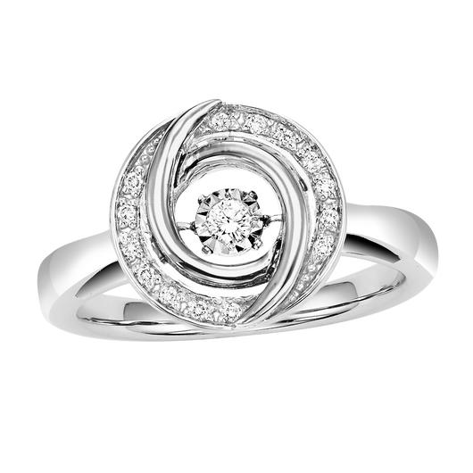 Silver Diamond ROL Ring 1/10 ctw