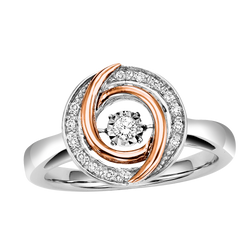 Rose Gold & Silver Diamond Ring 1/10 ctw