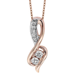 TwoGether 14k Rose and white gold diamond pendant