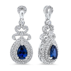 Silver created sapphire earrings