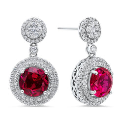 Silver Created Ruby Earrings