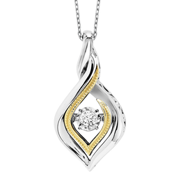 Gold & Silver Diamond ROL Pendant 1/10 ctw