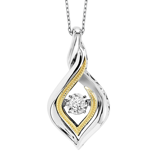 Gold & Silver Diamond ROL Pendant 1/10 ctw