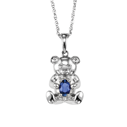 Teddy Bear Birthstone Silver Pendant