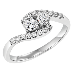 14K Diamond Two Stone Ring - TWO3002