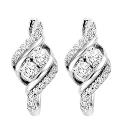 TwoGether 14K WG Diamond Two Stone Earrings 5/8 ctw