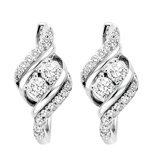 TwoGether 14K WG Diamond Two Stone Earrings 5/8 ctw