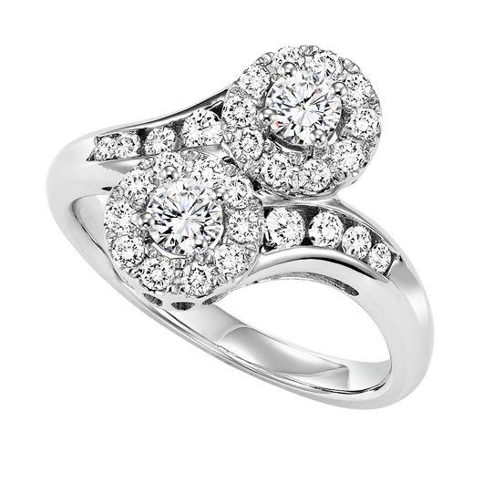 TwoGether 14KW Round Diamond Two Stone Ring