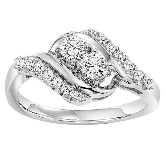 TwoGether 14K WG Diamond Two Stone Ring 1/2 ctw