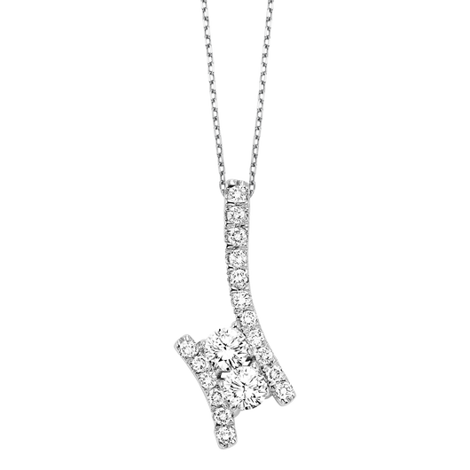 Silver Diamond Two Stone Pendant 1/4 ctw