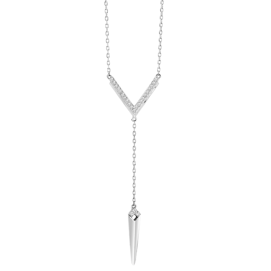 Sterling Silver Diamond Lariat Pendant 1/7 ctw