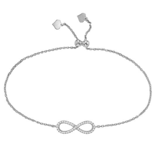 Sterling Silver Diamond Infinity Bolo Bracelet 1/7 ctw