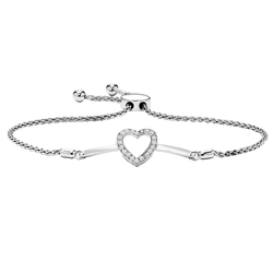 Sterling Silver Diamond Bolo Bracelet 1/10 ctw