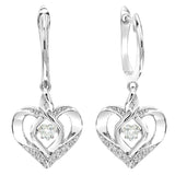 Silver Heart dangle Gemstone Earrings